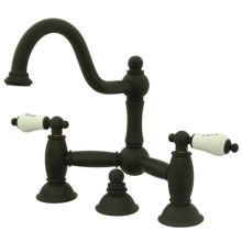 Double Handle Widespread Bathroom Faucet with Porcelain Lever Handles from the Chicago Series