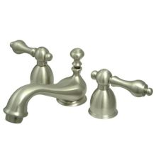 Double Handle 4" to 8" Mini Widespread Bathroom Faucet with American Lever Handles and Drain Assembly from the Chicago Collection