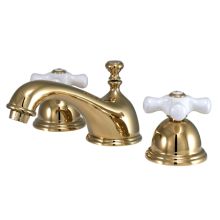 Double Handle 8" to 16" Widespread Bathroom Faucet with Porcelain Cross Handles from the Chicago Collection
