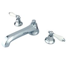 Double Handle Widespread Deck Mounted Roman Tub Filler with Porcelain Lever Handles from the New York Collection
