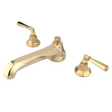Double Handle Widespread Deck Mounted Roman Tub Filler with Hex Lever Handles from the New York Collection
