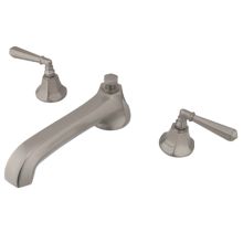 Double Handle Widespread Deck Mounted Roman Tub Filler with Hex Lever Handles from the New York Collection