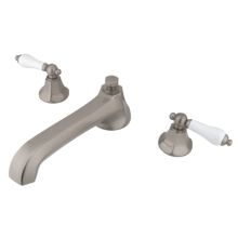 Double Handle Widespread Deck Mounted Roman Tub Filler with Porcelain Lever Handles from the New York Collection
