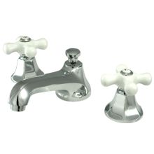 Double Handle 8" to 16" Widespread Bathroom Faucet with Porcelain Cross Handles and Drain Assembly from the New York Collection