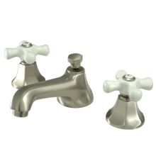 Double Handle 8" to 16" Widespread Bathroom Faucet with Porcelain Cross Handles and Drain Assembly from the New York Collection