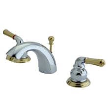 Double Handle 4" to 8" Mini Widespread Bathroom Faucet with Metal Lever Handles and Drain Assembly from the Naples Collection