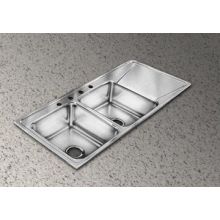 Lustertone 48" Drop In Double Basin Stainless Steel Kitchen Sink with Drainboard