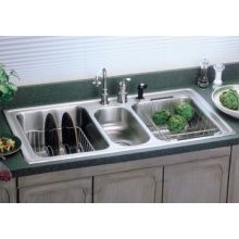 Lustertone 43" Drop In Triple Basin Stainless Steel Kitchen Sink