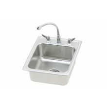 Gourmet Lustertone Stainless Steel 17" x 20" Double Basin Top Mount Kitchen Sink Package