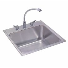 Gourmet Lustertone Stainless Steel 17" x 22" Double Basin Top Mount Kitchen Sink Package