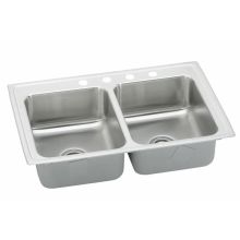 Lustertone 29" Drop In Double Basin Stainless Steel Kitchen Sink