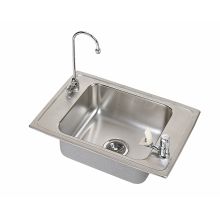 Pacemaker Stainless Steel 25" x 17" Top Mount Single Basin Classroom Sink Package with 7-1/8" Depth