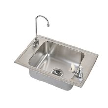 Pacemaker Stainless Steel 25" x 17" Top Mount Single Basin Classroom Sink Package with 7-1/8" Depth, and Vandal-Resistant Faucet