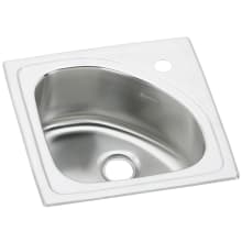 Lustertone 15" Single Basin Stainless Steel Bar Sink for Drop In Installation with Corner Drain