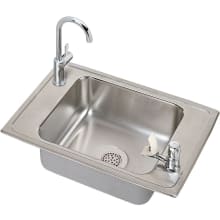 Celebrity 25" Single Basin Drop-In Stainless Steel Utility Sink with High-Arc Bar Faucet - Includes Bubbler and Drain
