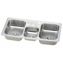Gourmet 43" Triple Basin 20-Gauge Stainless Steel Kitchen Sink for Drop In Installations with 35/30/35 Split and SoundGuard Technology