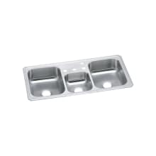 Gourmet 43" Triple Basin 20-Gauge Stainless Steel Kitchen Sink for Drop In Installations with 35/30/35 Split and SoundGuard Technology