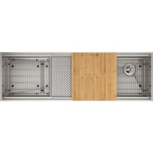 Circuit Chef 59-1/2" Undermount Single Basin Stainless Steel Kitchen Sink with Basin Rack, Colander, and Cutting Board