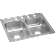 Dayton 25" Drop In Double Basin Stainless Steel Kitchen Sink