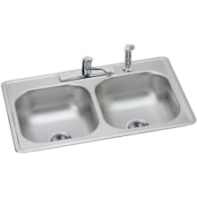Dayton 33" Drop In Double Basin Stainless Steel Kitchen Sink with Basket Strainer