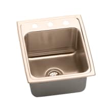 Lustertone 17" Copper Drop In Lavatory Sink with Customizable Hole Drill and Antimicrobial Protection