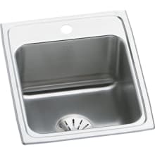 Lustertone 17" Drop In Single Basin Stainless Steel Kitchen Sink with Basket Strainer