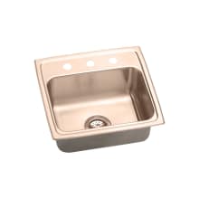 Lustertone 19-1/2" Copper Drop In Lavatory Sink with Customizable Hole Drill and Antimicrobial Protection