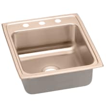 Lustertone 19-1/2" Copper Drop In Lavatory Sink with Customizable Hole Drill and Antimicrobial Protection