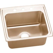 Lustertone 22" Copper Drop In Lavatory Sink with Customizable Hole Drill and Antimicrobial Protection