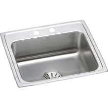 Lustertone 22" Drop In Single Basin Stainless Steel Kitchen Sink with Basket Strainer