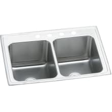 Gourmet 25" Double Basin Drop In Stainless Steel Kitchen Sink