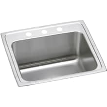 Gourmet 25" Single Basin 18-Gauge Stainless Steel Kitchen Sink for Drop In Installations with SoundGuard Technology - Perfect Drain Assembly Included