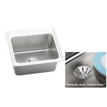 Lustertone 25" Drop In Single Basin Stainless Steel Kitchen Sink with Basket Strainer