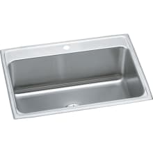 Lustertone 31" Drop In Single Basin Stainless Steel Kitchen Sink with Basket Strainer
