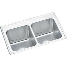 Lustertone 33" Drop In Double Basin Stainless Steel Kitchen Sink