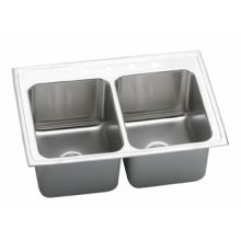 Lustertone 37" Drop In Double Basin Stainless Steel Kitchen Sink