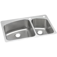Dayton 33" Double Basin Drop In / Undermount Stainless Steel Kitchen Sink