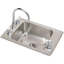 Lustertone 25" Drop In Single Basin Stainless Steel Kitchen Sink with Widespread 2.5 GPM Kitchen Faucet