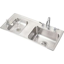 Lustertone 37-1/4" Drop In Double Basin Stainless Steel Kitchen Sink with Widespread 2.5 GPM Kitchen Faucet