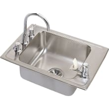 25" Single Basin Drop-In Stainless Steel Utility Sink with High-Arc Bar Faucet - Includes Bubbler and Strainer