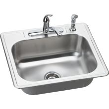Dayton 25" Single Basin Drop-In Stainless Steel Kitchen Sink with Kitchen Faucet - Includes Sidespray and Drain