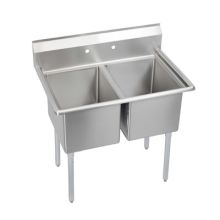Economy 39" Floor Mounted Double Basin Food Service Sink with 2 Faucet Holes and Adjustable Feet