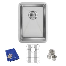 Crosstown 13-1/2" Undermount Single Basin Stainless Steel Bar Sink with Basin Rack and Basket Strainer