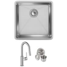 Crosstown 18-1/2" Undermount Single Basin Stainless Steel Kitchen Sink with Single Hole 1.8 GPM Pull Down Kitchen Faucet - Includes Basket Strainer