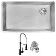 Crosstown 31-1/2" Undermount Single Basin Stainless Steel Kitchen Sink with Single Hole 1.8 GPM Pull Down Kitchen Faucet - Includes Basket Strainer