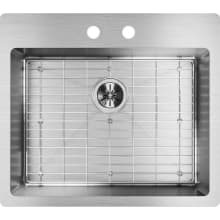 Crosstown 25" Drop In Single Basin Stainless Steel Kitchen Sink with Basin Rack