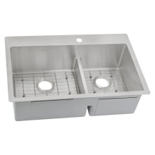 Crosstown 33" x 22" Double Basin Stainless Steel Kitchen Sink with Aqua Divide plus Sink Grids