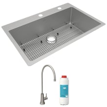 Crosstown 33" Undermount Single Basin Stainless Steel Kitchen Sink with Single Hole 1.5 GPM Water Dispenser - Includes Basin Rack