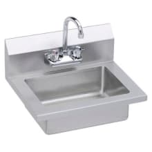 18" Wall Mounted Single Basin Stainless Steel Utility Sink with 1.5 GPM Kitchen Faucet and Basket Strainer