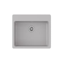 Quartz Classic 25" Drop In Single Basin Quartz Composite Kitchen Sink with Basket Strainer